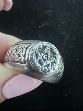 925 STERLING SILVER MASONIC SIGNET RING MENS OR WOMENS